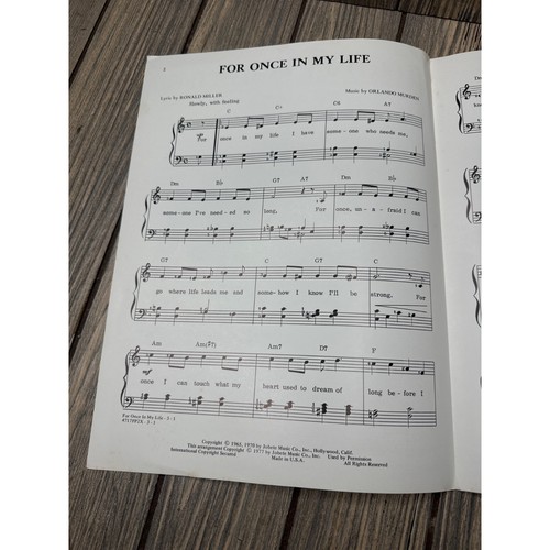 For Once In My Life Easy Piano Solo Partiture di Dan Coates 1977 - Foto 3 di 4