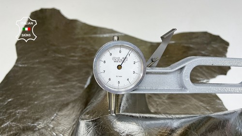 METALLIC SILVER CRINKLED COATED Goatskin leather hides 2 skins 5sqf 0.9mm #B6140 - Picture 4 of 6