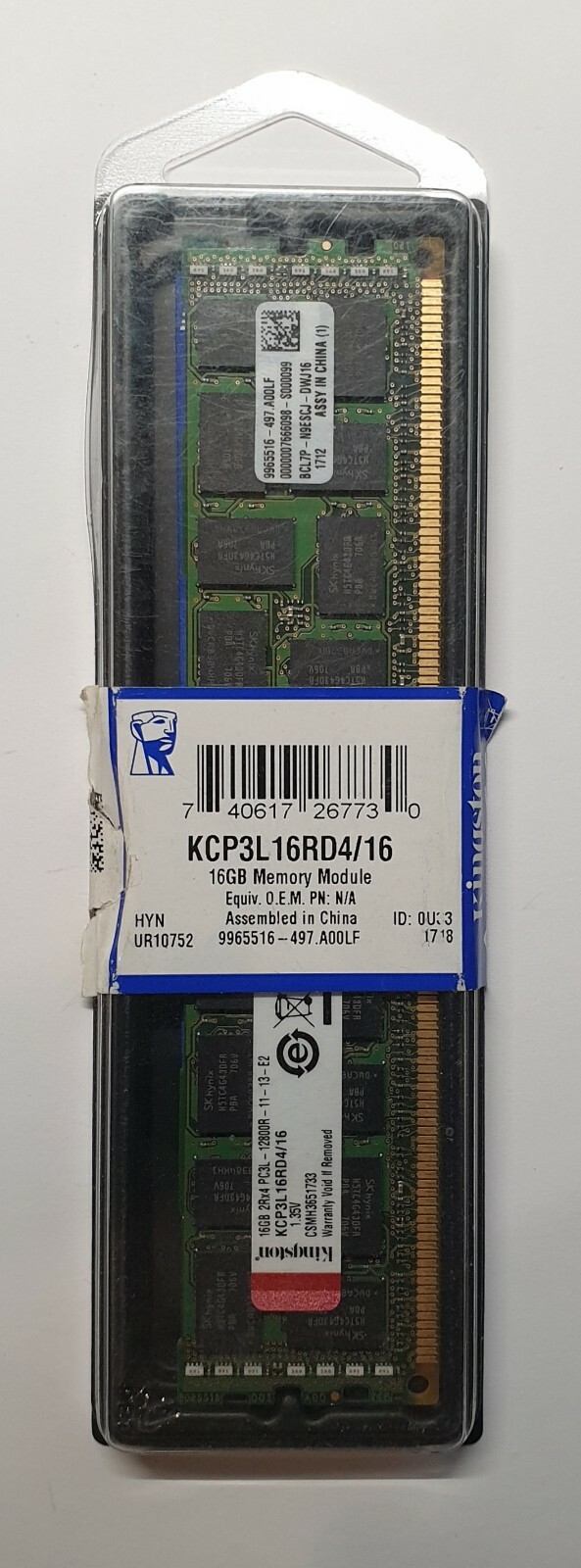 Module de mémoire Premium Kingston DDR3L 16Go ECC KCP3L16RD4/16