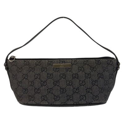 GUCCI 07198 Sac à main pochette accessoire noir noir tendance argent matériel GG toile/cuir
