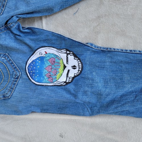 Vaqueros hippie True Religion Jimmy Hendrix Society Club 38 X 33 azul vintage - Imagen 10 de 13