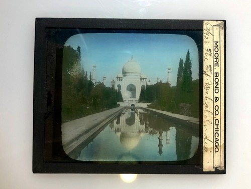 Vintage Magic Lantern Glass Slide of The Taj Mahal of India ~ Color Moore - Picture 3 of 4