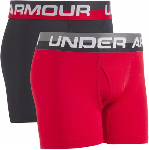 Under Armour 176073 Boys 2 Pack Boxer Briefs Black/Red Size Youth Small