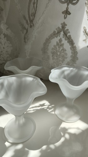 Set 3 coppe +1 extra /vasi grandi ondate x gelato in vetro matte effetto giaccio - Bild 7 von 13