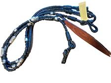 NEW Black Romal Reins Romel Silver + Tooled Leather Popper 52" rein & 52" Poppe
