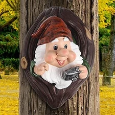 Garden Gnome Statue, Elf Out The Door Tree Hugger Garden Gnome Statue, Funny Gar
