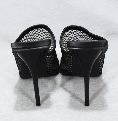 Azelea Wang Mule Sandals Black Mesh Clear PVC High Heels Size 8.5 - Picture 4 of 8