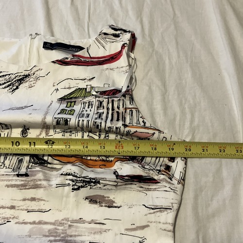 CHETTA B Women's White Mix Paris Or Italy Print 100% Cotton Dress 12 - Picture 11 of 15