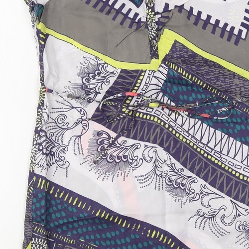 Summum Damen mehrfarbig geometrisches Polyesterhemd Kleid Größe 6 V-Ausschnitt Knopf - Bild 9 von 12