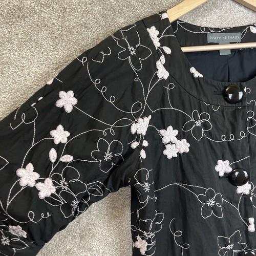Josephine Chaus Jacke Damen 10 schwarz Blumen bestickt Knopfleiste - 6068 - Bild 5 von 12