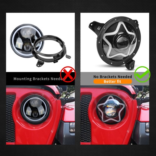 Faros LED de 9"" + luces antiniebla de 4 pulgadas para Jeep Wrangler JL Gladiator JT 18-2021 - Imagen 2 de 12