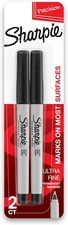 SHARPIE 37161PP Permanent Markers, Ultra Fine 2 Count (Pack of 1), Black 