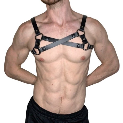 Sexy Cosplay Tops Straps Man BDSM Harness PU Leather Fetish Gay Lingerie - Picture 26 of 34