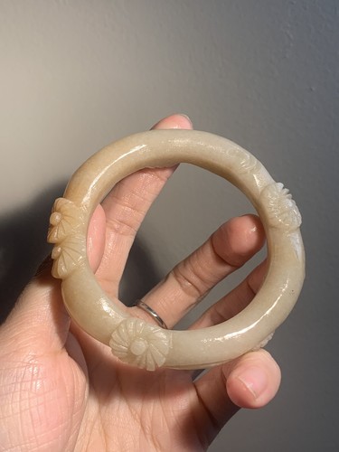 Special Price !57.1mm Natural Mongolian Jade Bracelet/ She TeiCui/ Matte Sugar - Bild 6 von 7