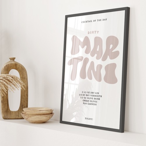 Póster Dirty Martini Cóctel Tipografía Cocina Pared Arte Impresión Bar Decoración Regalo - Imagen 31 de 59