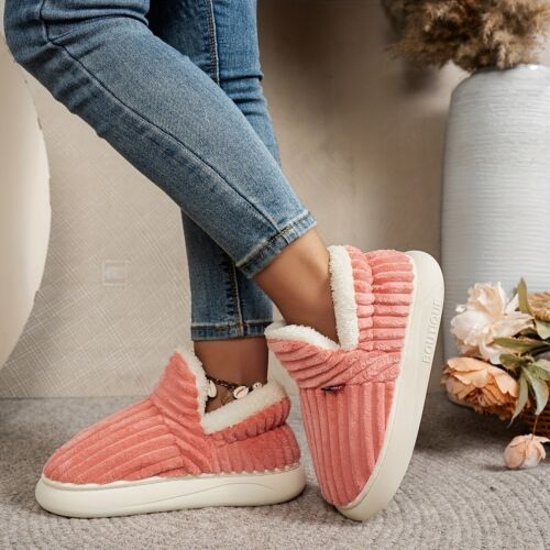 Thermal Solid Color Winter Slippers, Super Soft Slip On Flatform House Shoes, Co - Picture 8 of 23