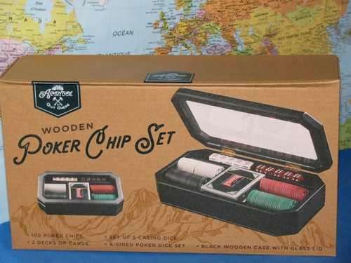 WOODEN POKER CHIP SET ADVENTURE IS OUT THERE ***BRAND NEW*** - Picture 6 of 8