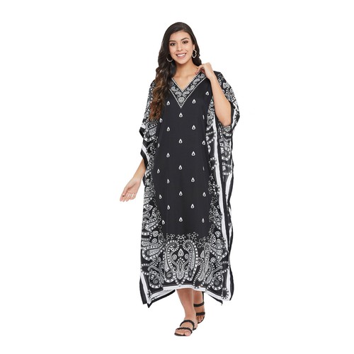 Women Kaftan Casual Maxi Dress Kimono Sleeve Evening Gown Beachwear Sundress - Picture 137 of 452