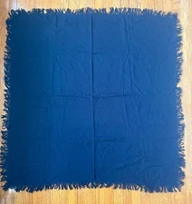 VTG 44" Made in France Luxurious Big Blue Scarf 100% Acrylic Fringed Edges