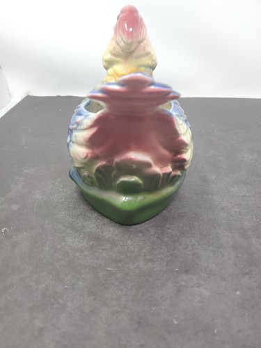 Vintage Ceramic Bird Parrot Cockatoo Planter 6" Tall - Red Blue Green Feathers - Picture 3 of 8