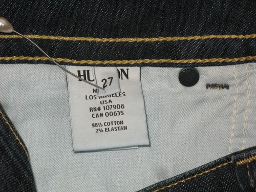 Hudson Signature Bootcut Flap Jeans Women Sz 27 Dark Blue Distressed+Stretch L34 - Picture 9 of 12