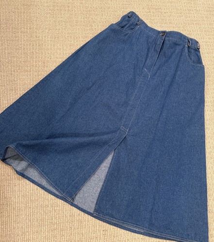 Vtg Koret Denim Skirt A Line Modest Western Boho Size 18 (34 Waist) - Picture 3 of 4