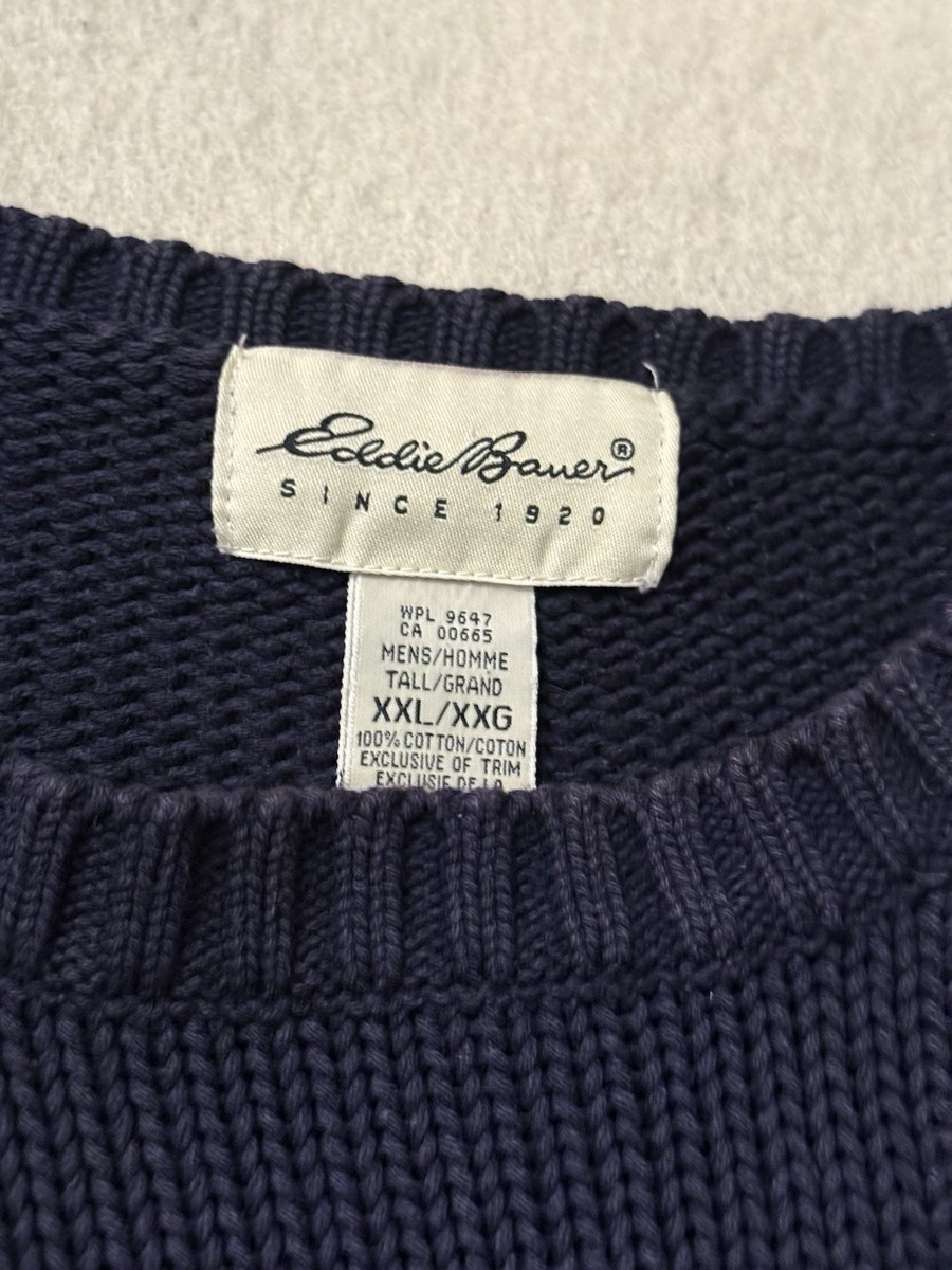 トップス 90s Eddie Bauer wool knit NAVY Vintage 90s Eddie Bauer A Legend Padded Knit Sweater Wool