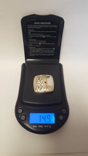 MICHOU Multi Gemstone Sterling Silver Brooch Pendant 925 Gold Overlay Signed Vtg - Picture 12 of 12