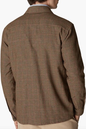 Eton Mens Brown Checked Cotton–wool–cashmere Flannel Overshirt Jacket L New $300 - Picture 3 of 6