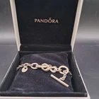 Pandora Sterling Silver 925 ALE Infinity Knot Toggle Bracelet 19cm Boxed 15.79g