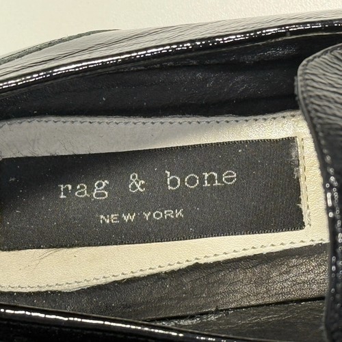 Rag & Bone Cooper Loafers Shoes Black Patent Leather Chain Womens EU 38 US 7.5 - Picture 2 of 13