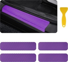 4PCS Car Door Sill Protector with Scraper, Carbon Fiber Car Door Protector Ed