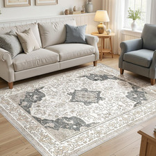 5X7 Area Rugs Large Washable Rugs for Living Room Soft Non-Slip Backing Stain Re
