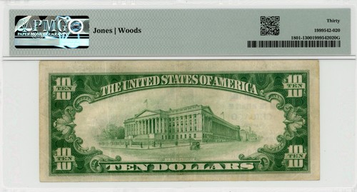 1929 CHICAGO $10 National Bank Of REPUBLIC Charter #4605, PMG 30, Fr.1801-1 - Picture 2 of 2