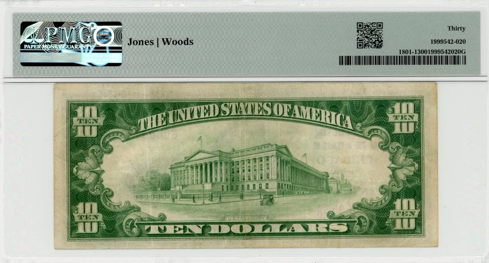 1929 CHICAGO $10 National Bank Of REPUBLIC Charter #4605, PMG 30, Fr.1801-1 - Image 2 of 2