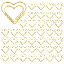 120 Pcs Cute Gold Heart Paper Clips, Love Heart Shape Mini Stainless Steel