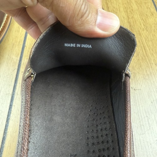 Cole Haan loafers men's size 12 mocassini brown leather Made in India wood heel - Picture 19 of 23