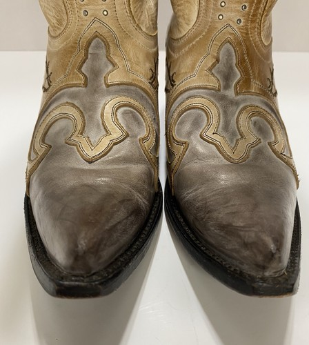 Sterling River Women’s Brown, Beige Studded Snip Toe Cowboy Boots 6 1/2 Mexico - Picture 3 of 18
