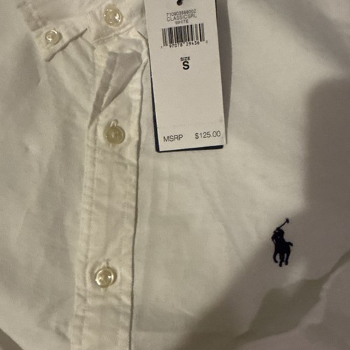 Authentic Ralph Lauren Men's LongSleeve White Oxford SlimFit Shirt Size S NWT - 第 3/3 張圖片
