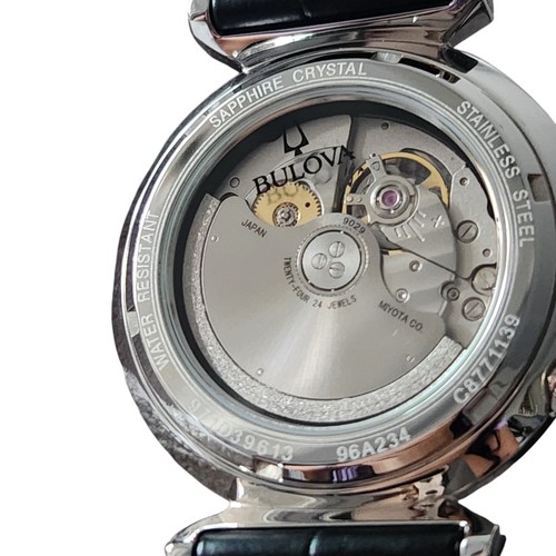 Bulova Classic Regatta Automatic Black Leather Strap Men's Watch 96A234 - Picture 6 of 16