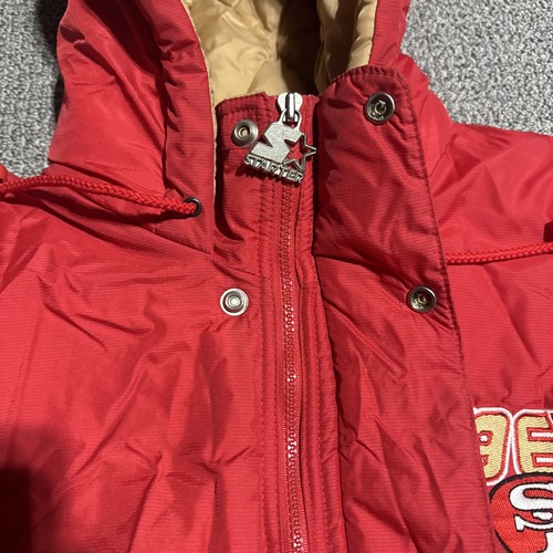 VTG 90s NFL SAN FRANCISCO 49ERS STARTER PUFFER JACKET PULLOVER HOODIE SIZE XL - Picture 16 of 24