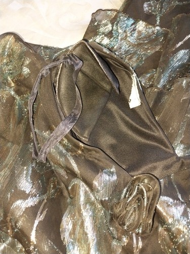VTG 70s DISCO SILVER LAME LAYERS DRESS NEW SHINY SILKY BURLESQUE PARTY EVENING L - Picture 7 of 17