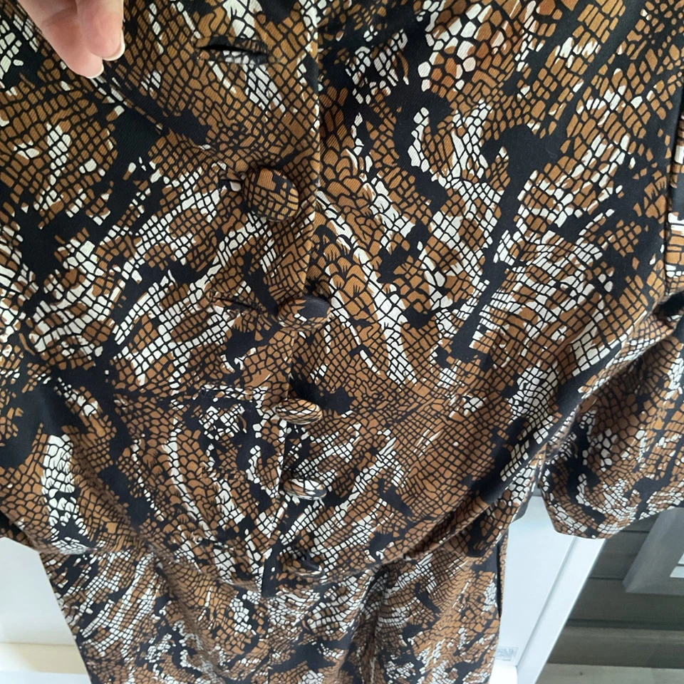 Vestido Etcetera para mujer estampado de pitón marrón negro seda lana moño detalle talla 2 Foto 4 de 4