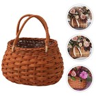 1Pc Delicate Handheld Blumenkorb Weben Dauerhafte Geschenk Haltekorb Braun