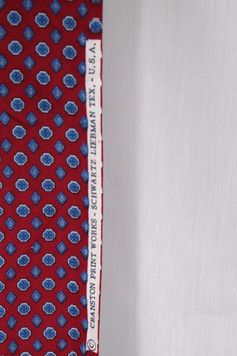 72"L x 42"W Cranston Schwartz Liebman Fabric Hexagon Diamond Blue Shapes on Red - Picture 5 of 7