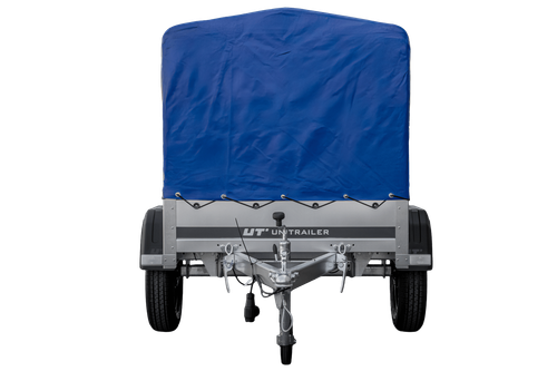 Anhänger 150 KIPP 150x106 cm [mit blauer Hochplane, Hochspriegel und Stützrad] - Bild 8 von 12