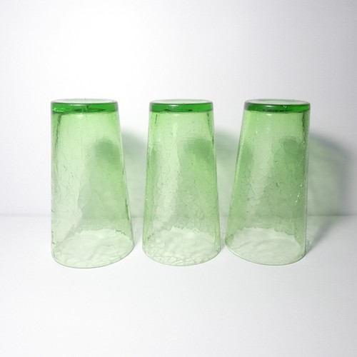 Vintage MCM Green Crackle Glass Tumblers 5 3/4" Tall - Set of 3 - Bild 12 von 14