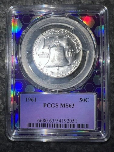1961-P Franklin Half Dollar PCGS MS63-Beautiful Luster-TB Purple Core!