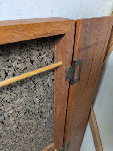 Vintage Rustic Solid Wood Skinny Display Cabinet with Memo Cork Board & Doors - Picture 12 of 24