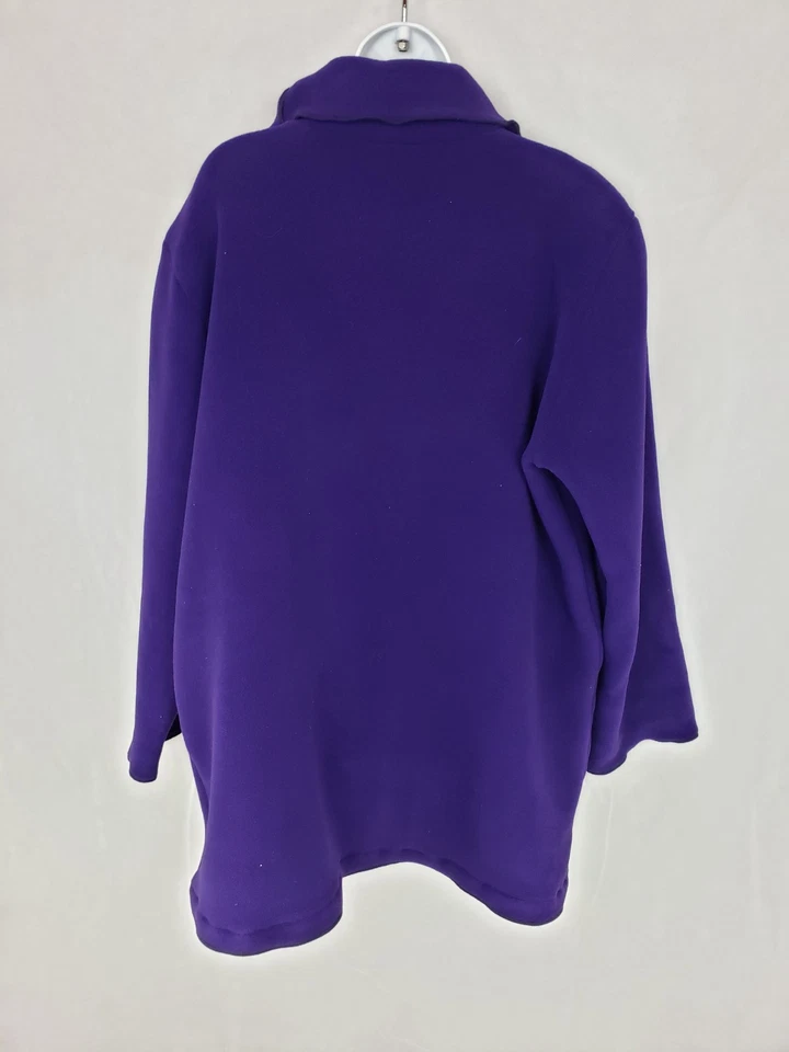 Abrigo Largo Maralyce Ferree Diseño Ropa Poliéster Vellón 1 Botón Grande Púrpura Foto 3 de 4